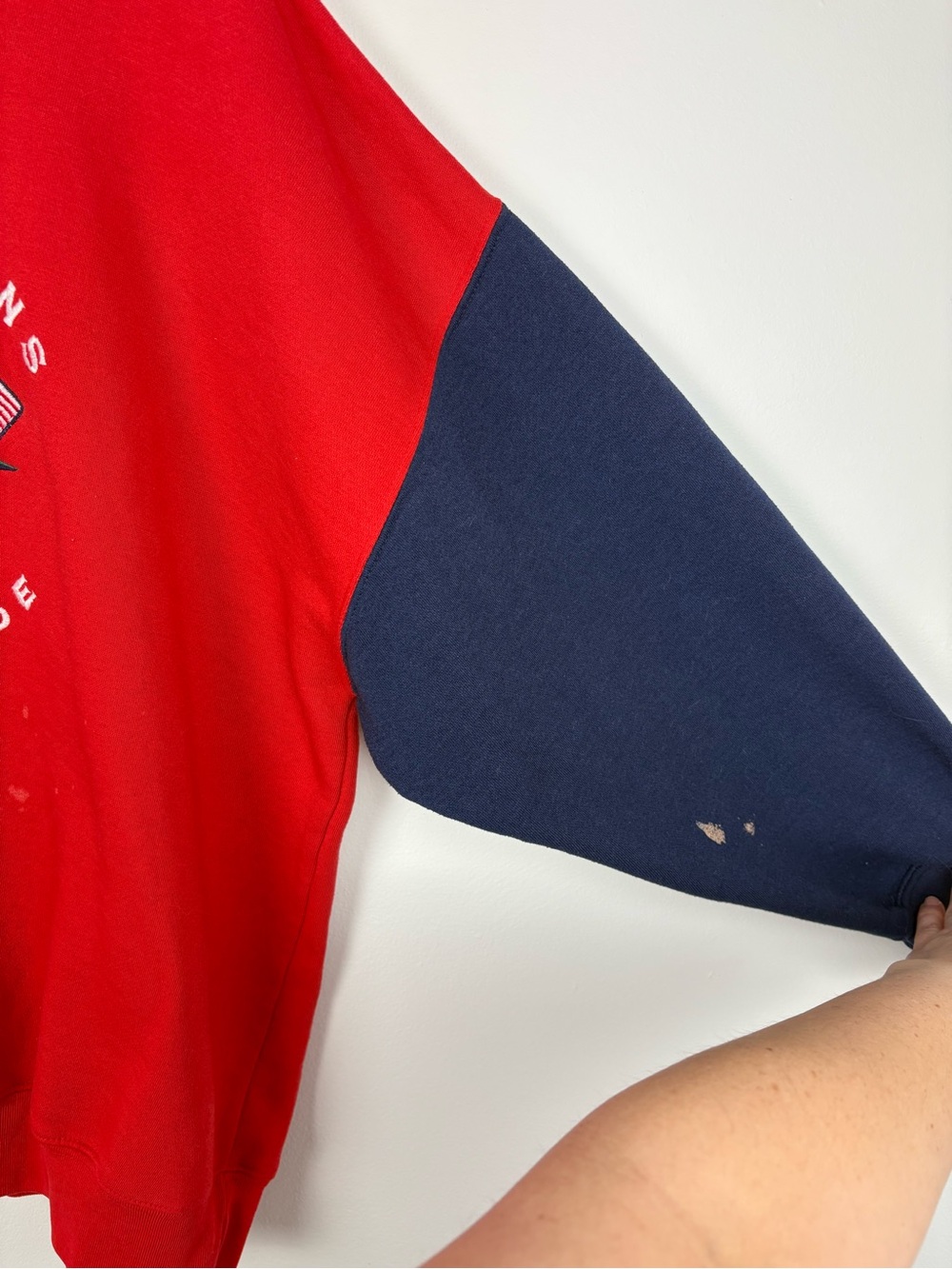Vintage Limited Too Red Colorblock Crewneck Sweatshirt Gently Distressed 80s 90s - Picture 3 of 10